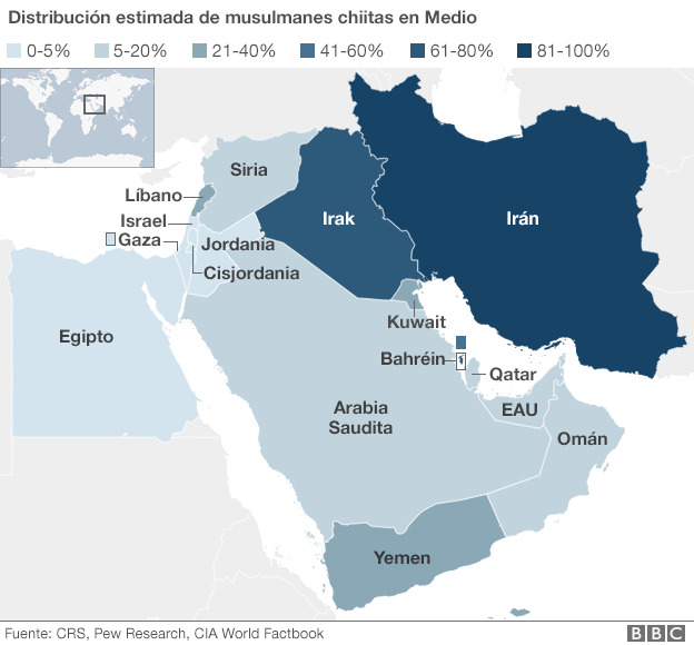 Shia population -mid east map